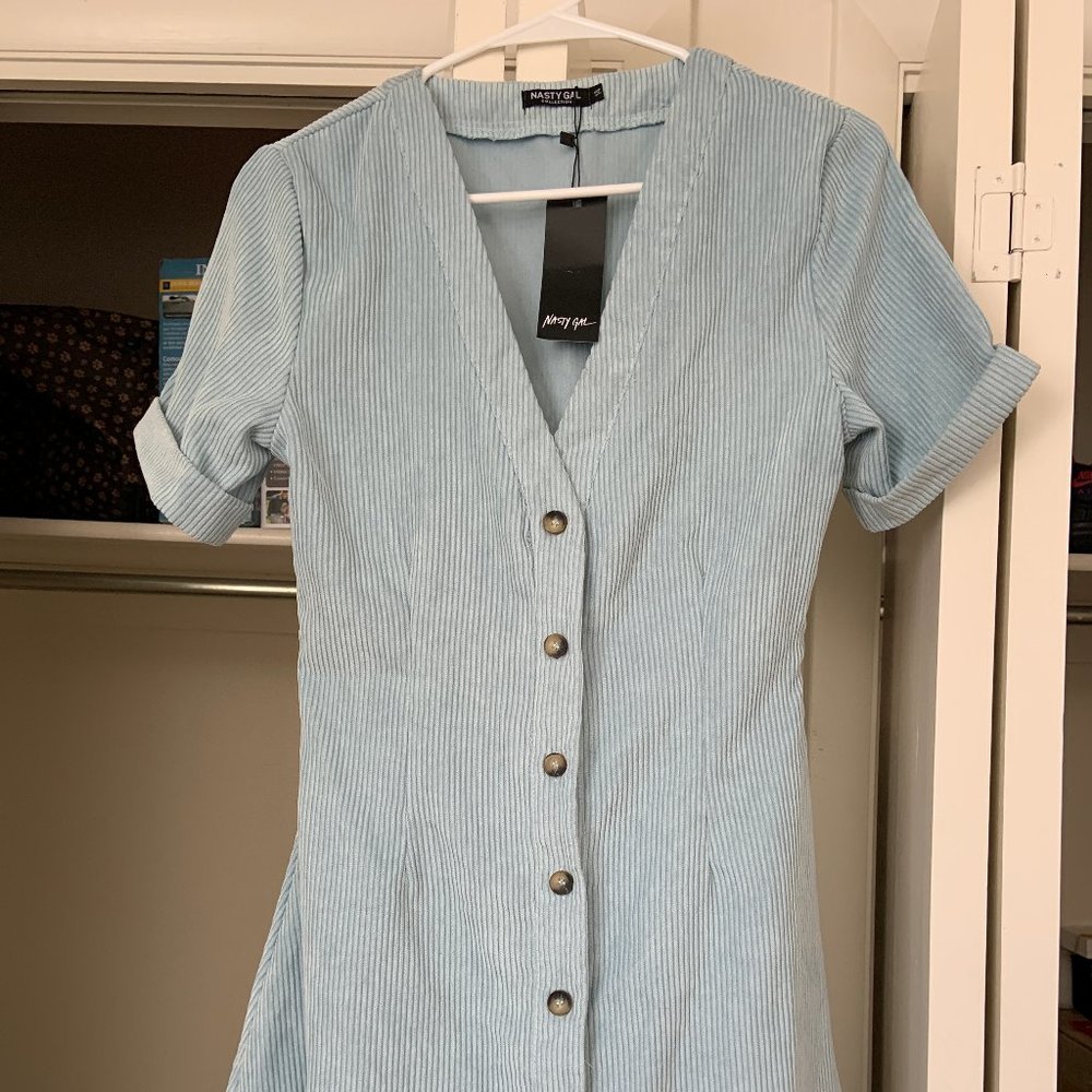 Nasty Gal Button Cloud Nine Corduroy Dress